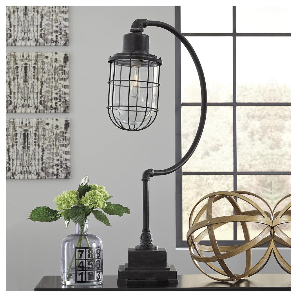 Jae Antique Black 33 Inch Metal Desk Lamp