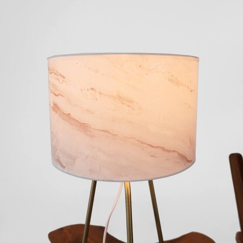 Cardin Marble Shade Table Lamp with Antique Brass Base - Bronze