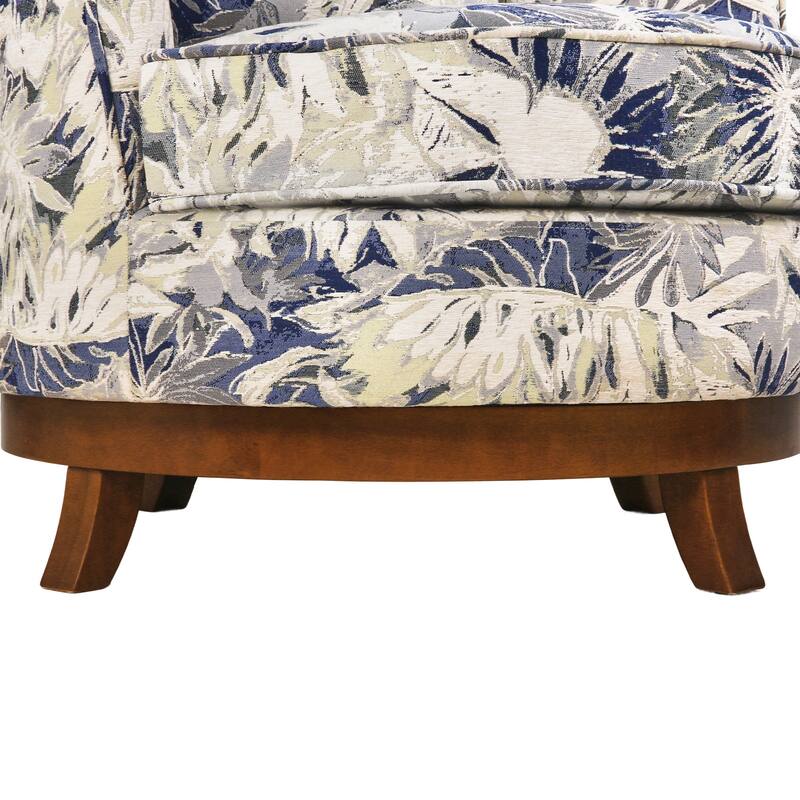 Set of 2 Comfortable Upholstered Swivel Chair with Soft Chenille and Wood Base