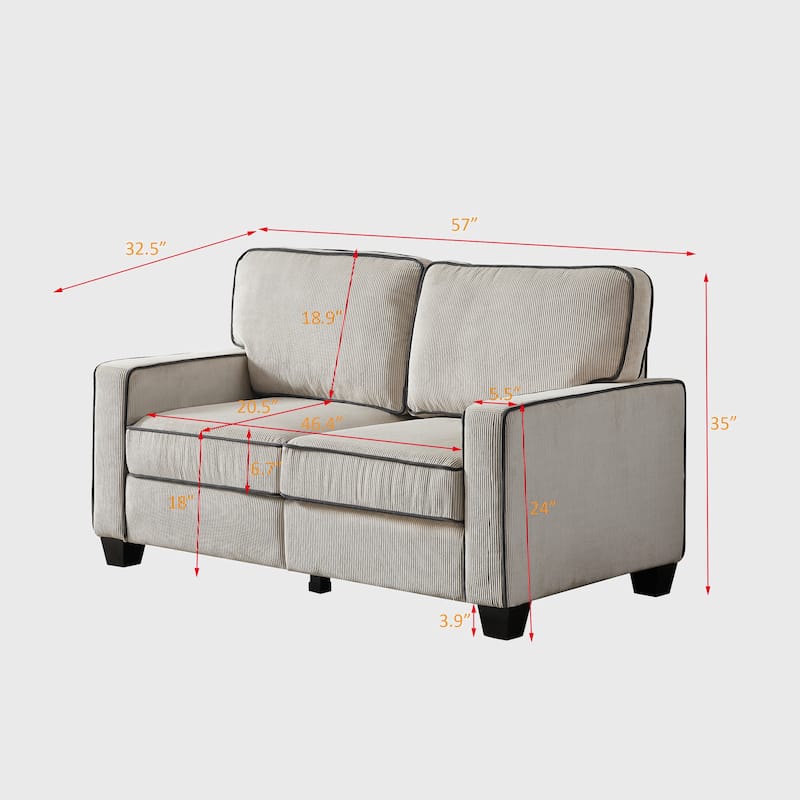 Living Room Corduroy Sofa Loveseat with Storage
