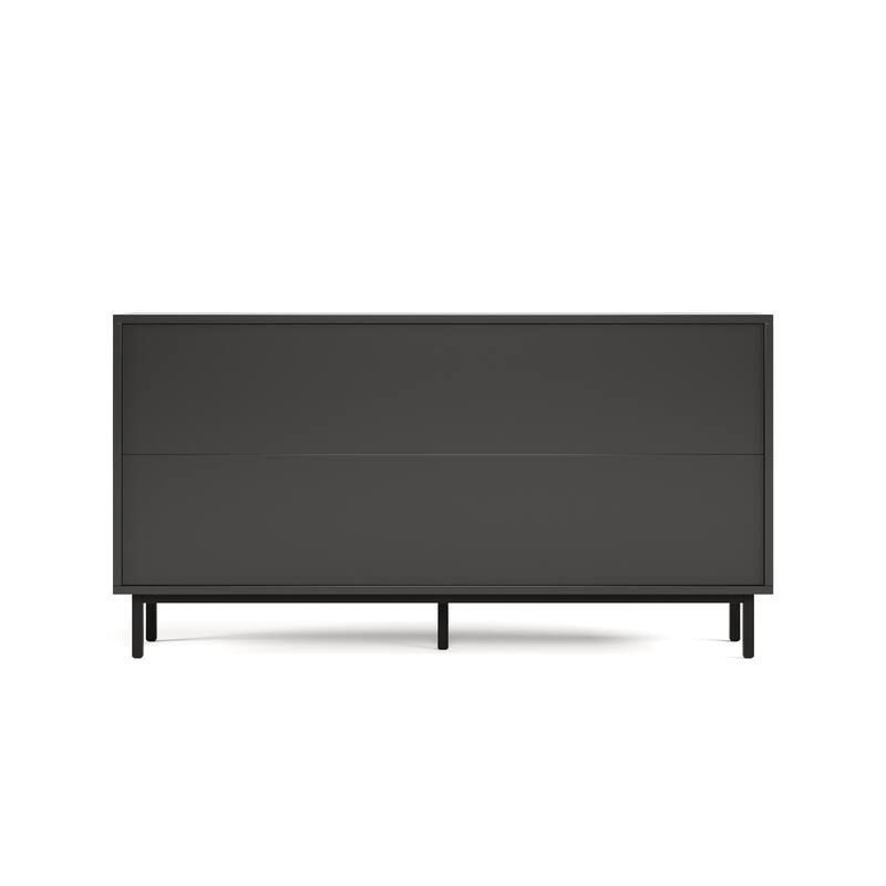 4-Door Accent Cabinet, Painted Glass Buffet Cabinet with Metal Frame