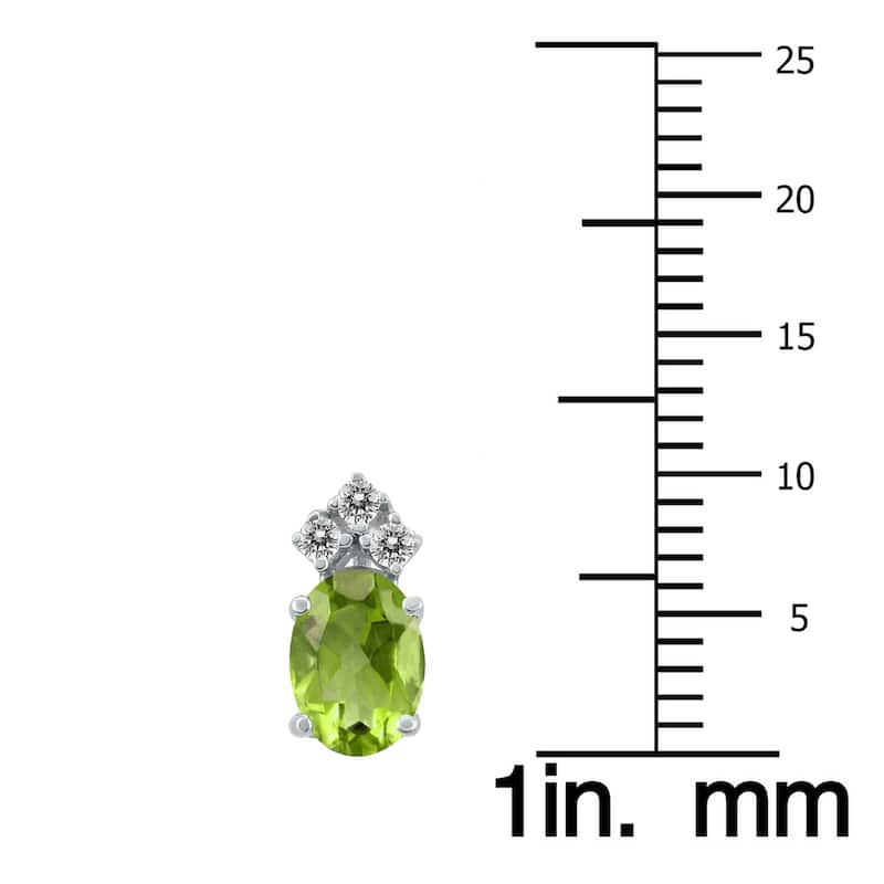 Marquee 14K White Gold 8x6MM Oval Peridot and Diamond Earrings