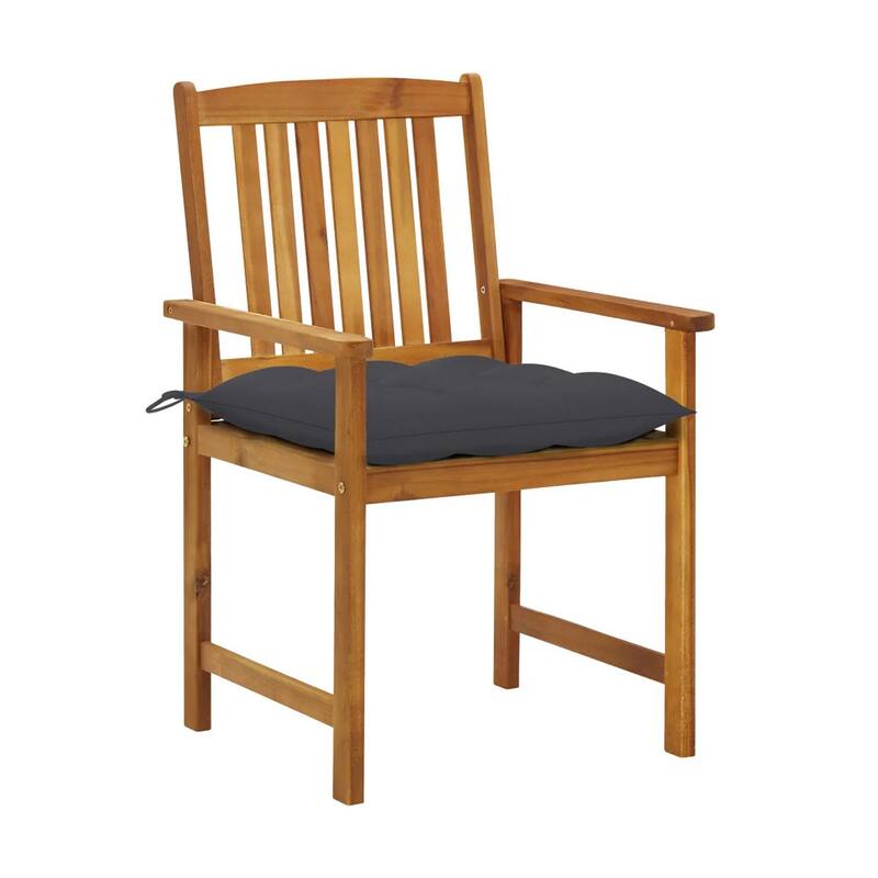 Blaire Outdoor Chair Set of 2, Charcoal Gray Fabric, Brown Acacia Wood