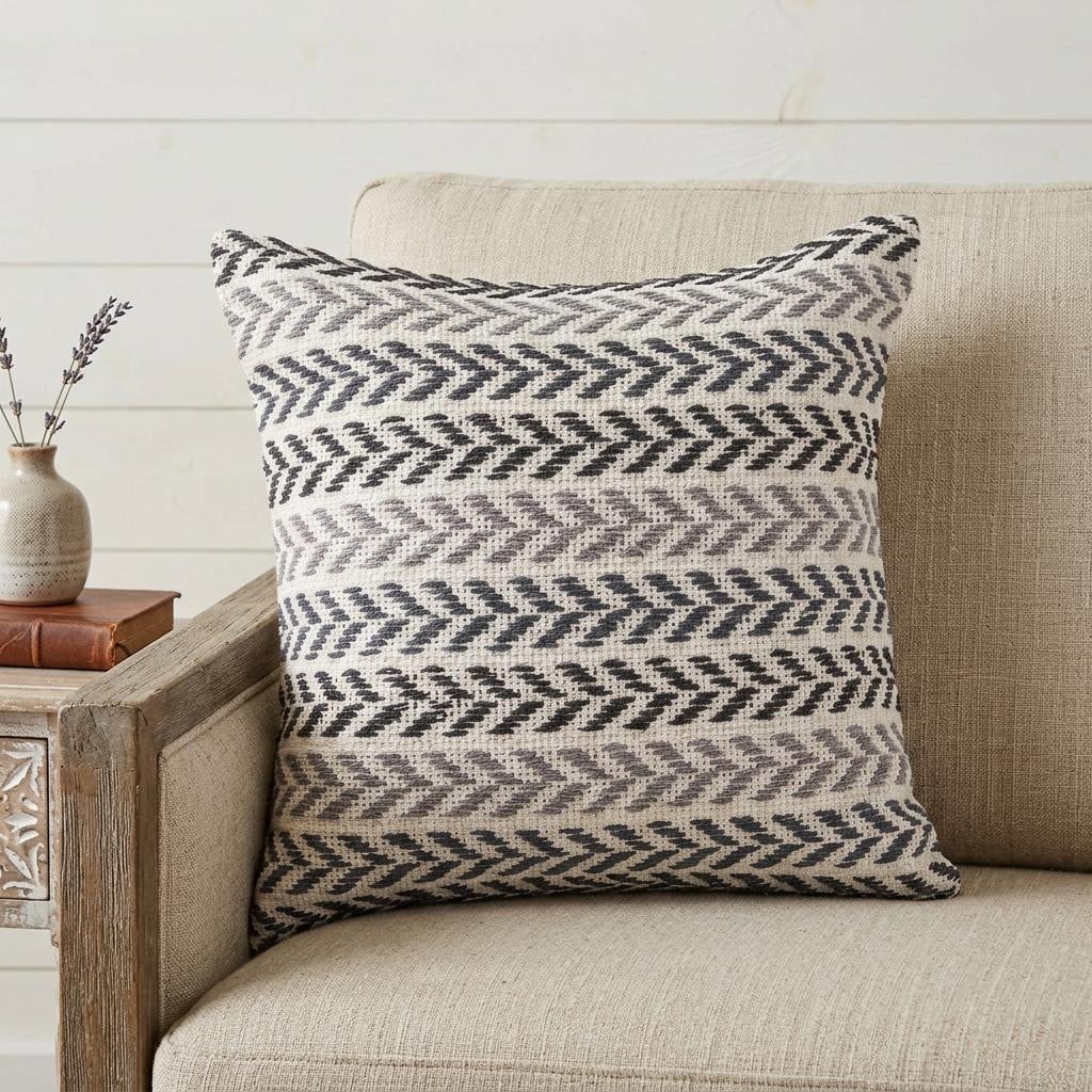 HomeRoots 18" Black Gray and White Throw Pillow