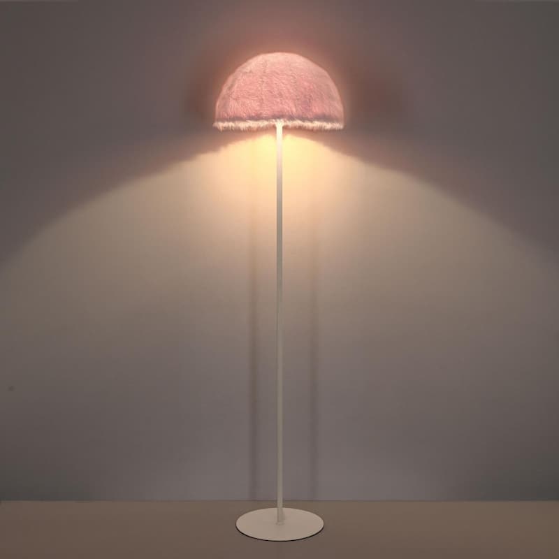 Acroma 63" Blush Pink Feather Floor Lamp with Dome Shade - 1-light