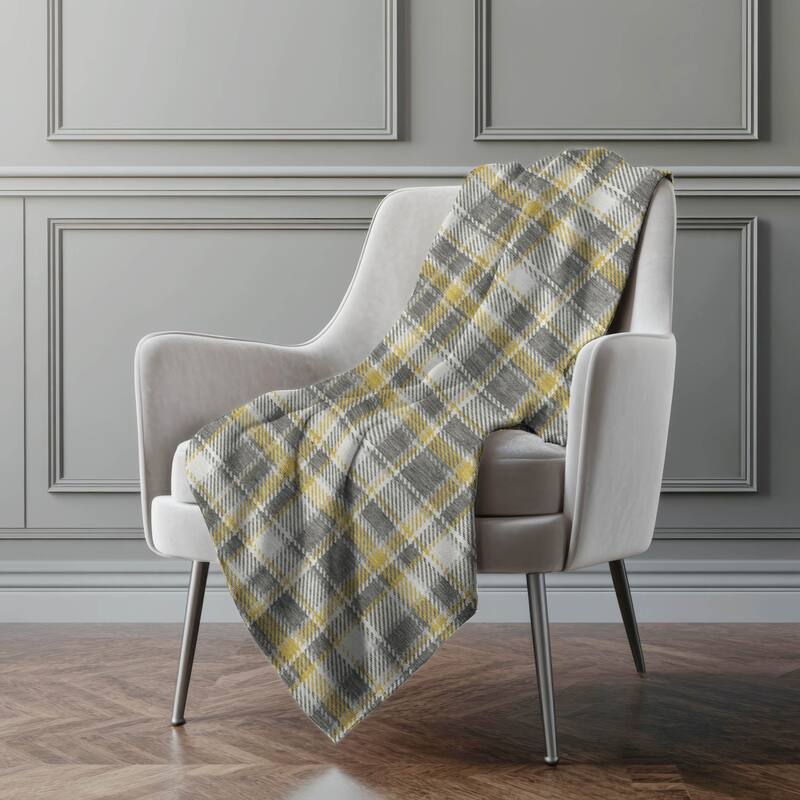 Premium Machine Washable Plaid Sherpa Throw Blanket - Gray - 4'2" x 5'10"