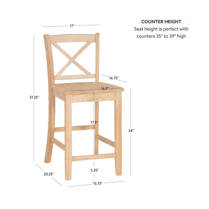 Amravati Wooden X-Back 24-Inch Counter Stool
