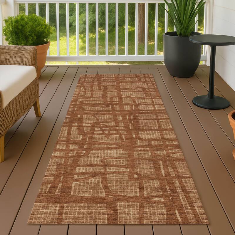 Machine Washable Indoor/ Outdoor Modern Centurion Chantille Rug - Paprika - 2'3" x 7'6"