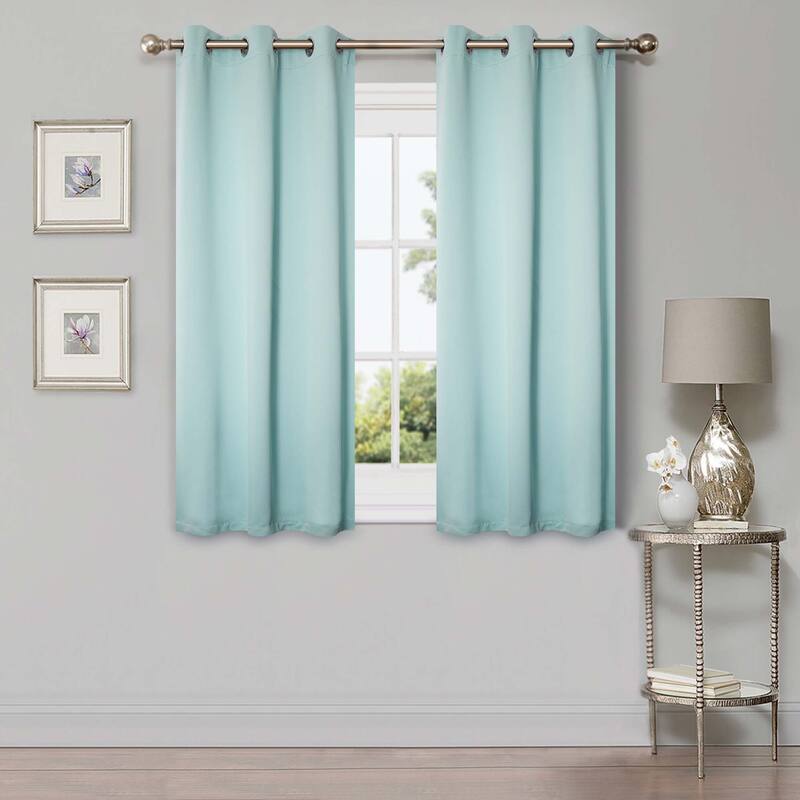 Superior Solid Machine Washable Room Darkening Grommet Curtains, Set of 2