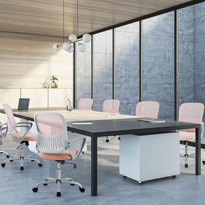 Ergonomic Mesh Office Chair, Mid-Back Mesh Rolling Work Swivel Chairs with Wheels, Lumbar Support, Swivel Computer Task Chair