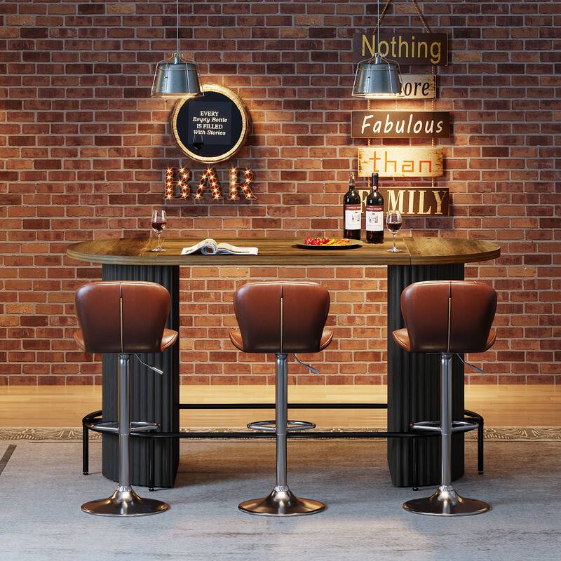 Modern Industrial Bar Table with Metal Footrest