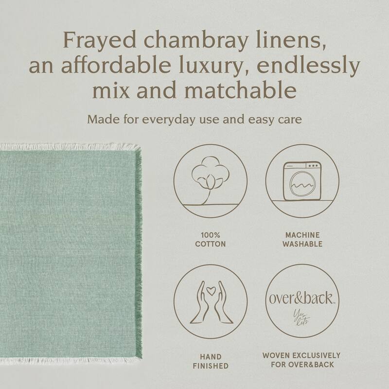 over&back Woven Frayed Chambray Cotton Cloth Napkins - Machine Washable - Set of 4