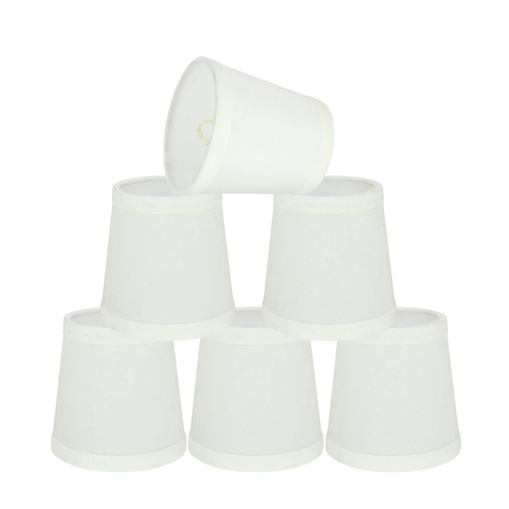Aspen Creative Hardback Empire Chandelier Clip-On Lamp Shade (6 Pack), Off-White, (3" x 4" x 4")