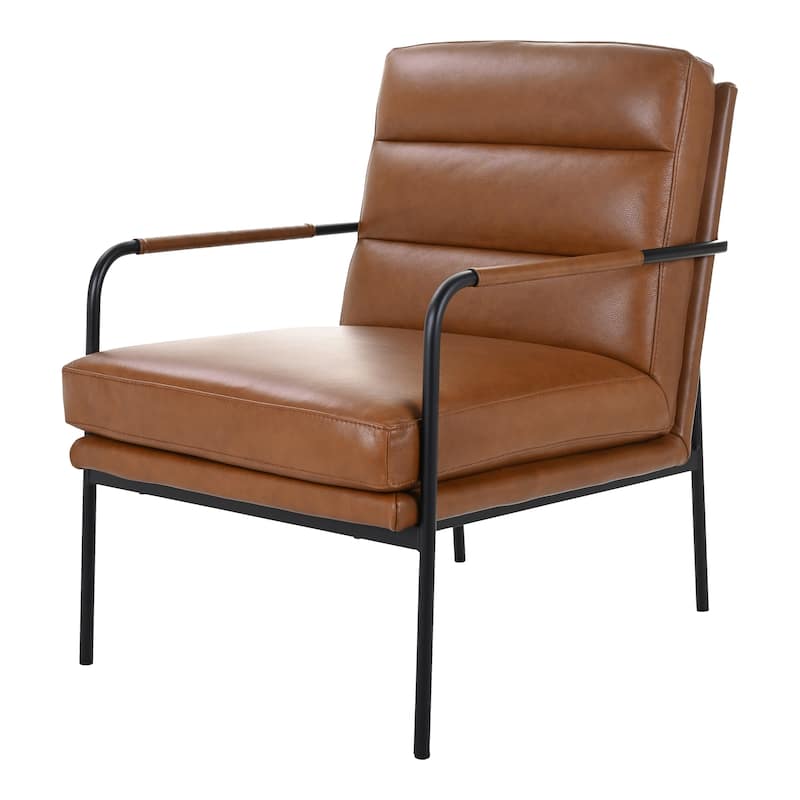 Aurelle Home Rustic Leather and Iron Accent Chair