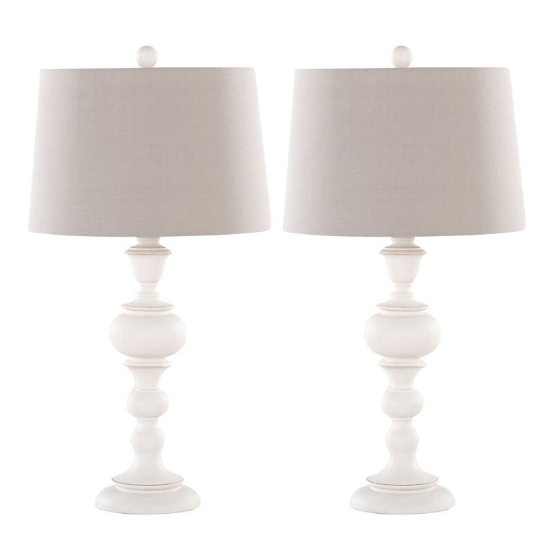Morocco 30.25" Distressed Table Lamps (Set of 2) - Distressed Off-White Poly/Soft Grey Shade