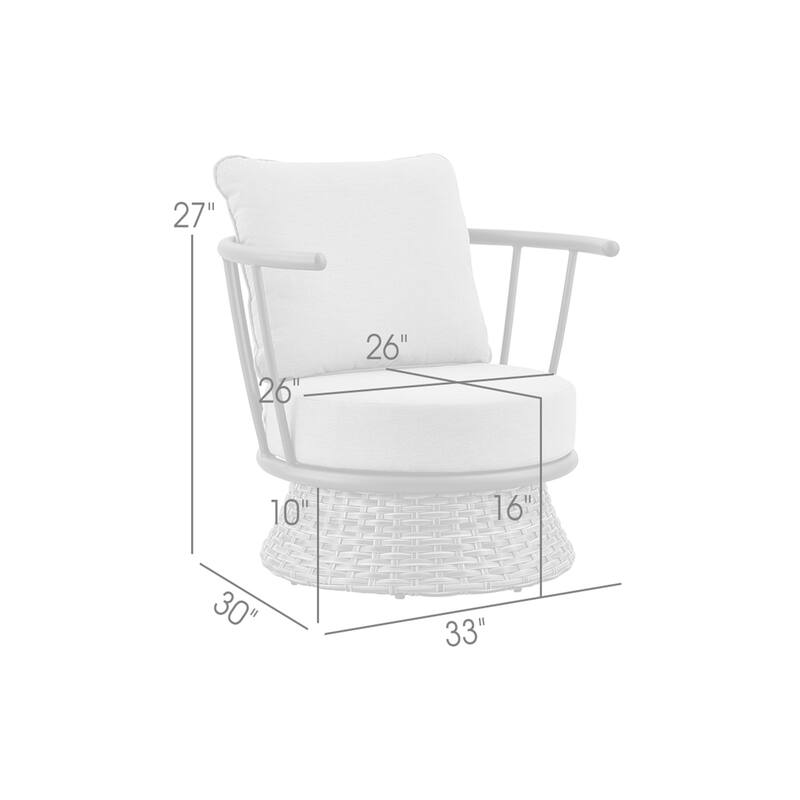 Giotto Dark Gary Wicker and Aluminum Outdoor Swivel Chair with Cushions