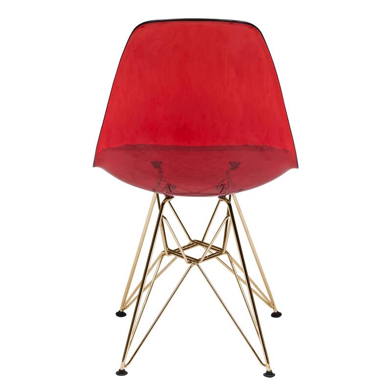 Cresco Plastic Dining Side Chair with Eiffel Base in Gold Set of 2 by LeisureMod