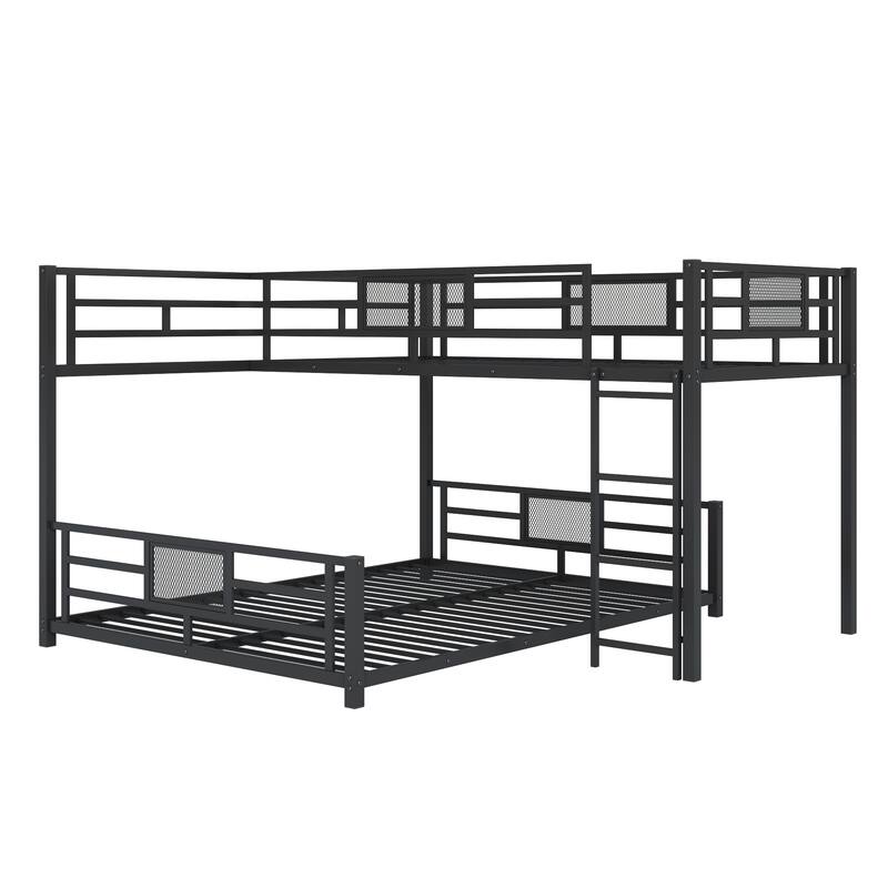 L-Shaped Twin Over Full Metal Bunk Bed in Black