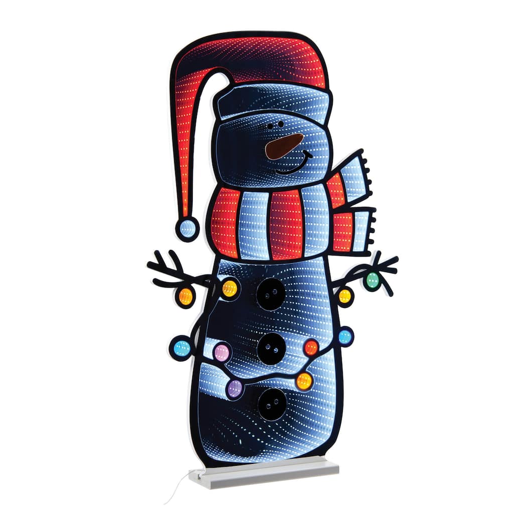 Acrylic Snowman Decor with Infinity Lights 35 inches Holiday Accent - 23” x 4” x 35” (L x W x H)
