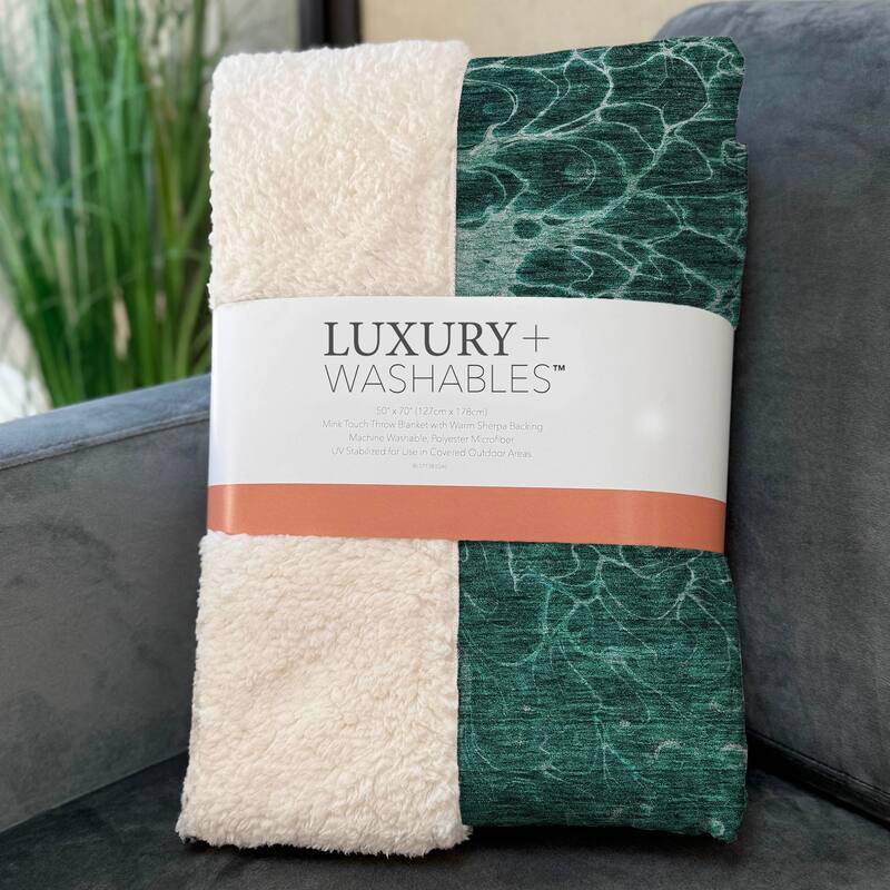 Premium Machine Washable Modern Floral Sherpa Throw Blanket