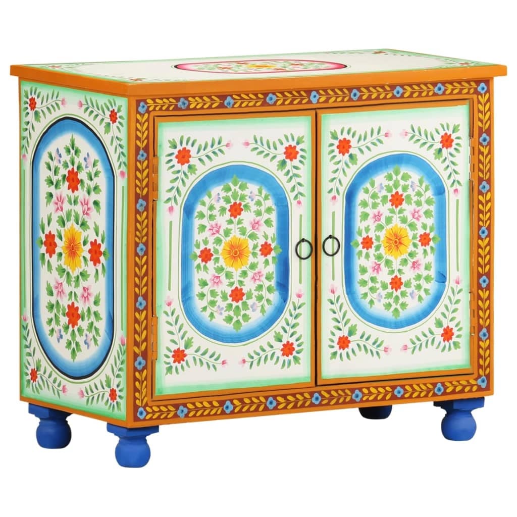 vidaXL Hand Painted Sideboard 27.6"x13.8"x23.6" Solid Mango Wood