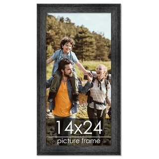 14x24 Distressed/Aged Black Complete Wood Picture Frame with UV Acrylic ...