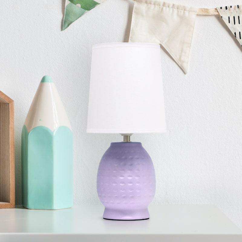 Ceramic Table Lamp with Fabric Shade for Small Spaces - 6 x 6 x 13 in. (L x W x H)
