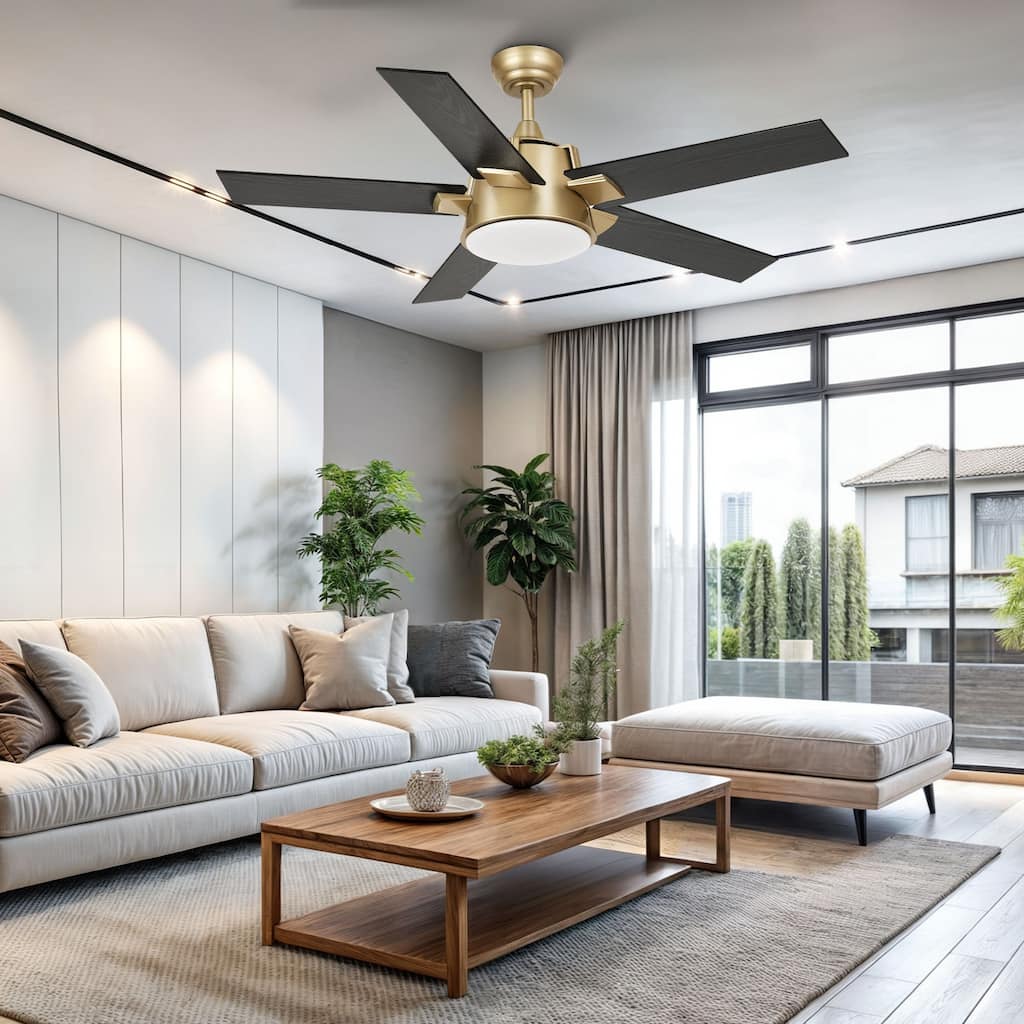 52 Inch Modern Ceiling Fan With Light And Wall Switch Remote