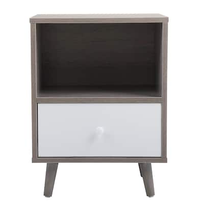Set of 2 Low Foot Bedside Table with Drawer and Storage Compartment