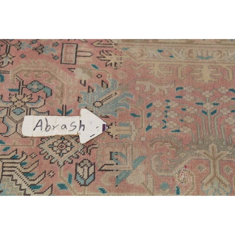 Pink Geometric Tabriz Persian Vintage Area Rug Handmade Wool Carpet - 8'0"x 11'5"