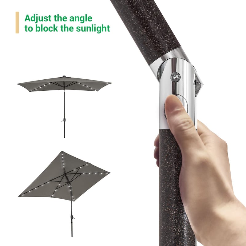 LIVOOSUN Patio LED 10 x 6.5Ft Market Umbrella Aluminum/Steel Outdoor Table Rectangle Umbrella with Tilt
