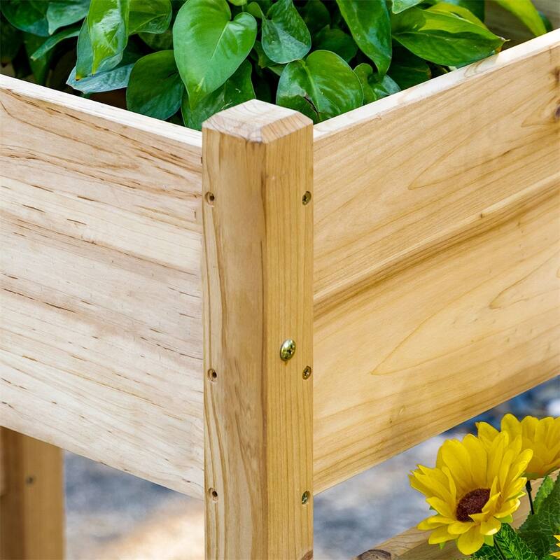 Elevated Wooden Plant Stand with Drainage Holes with 3 Planter Box