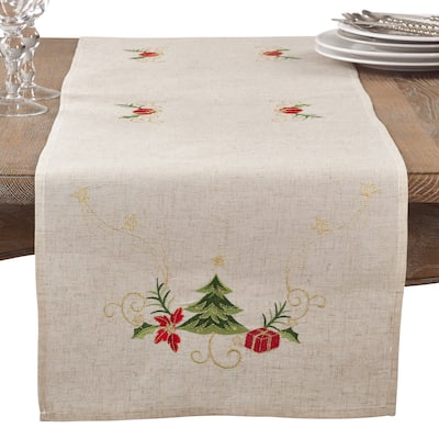 Embroidered Christmas Tree Table Runner