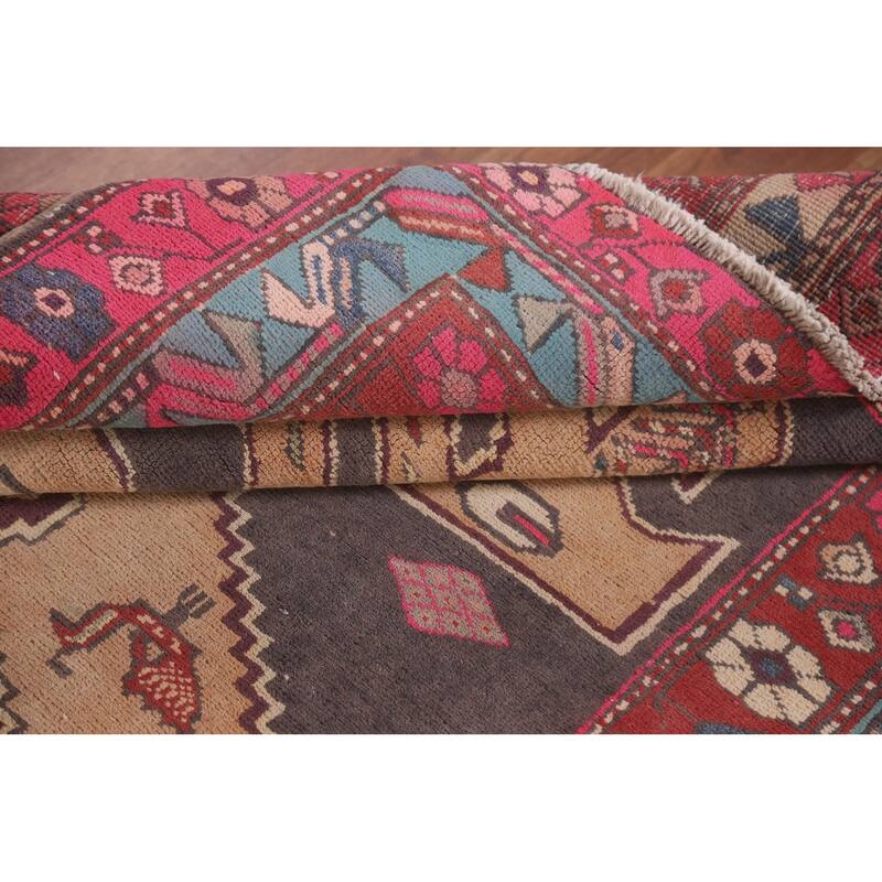 Hand Knotted Oriental 100% Wool Carpet Traditional Geometric Greys & Charcoal Meshkin Runner Rug - 9' 6'' X 3' 11''