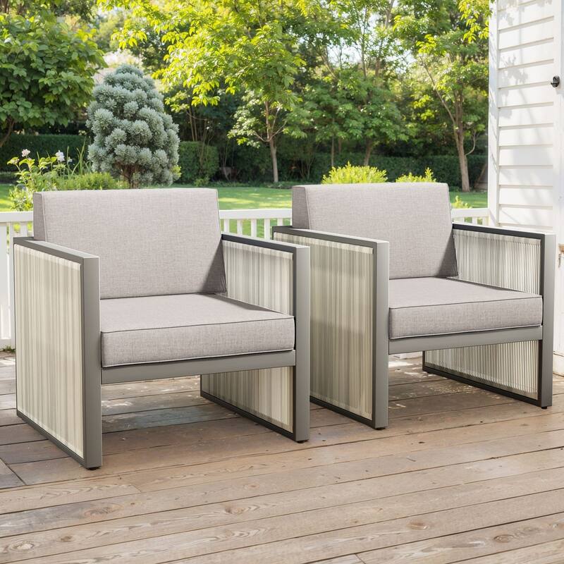 Outdoor Wicker Rattan Arm Chair with Cushion - Light Grey - Light Grey