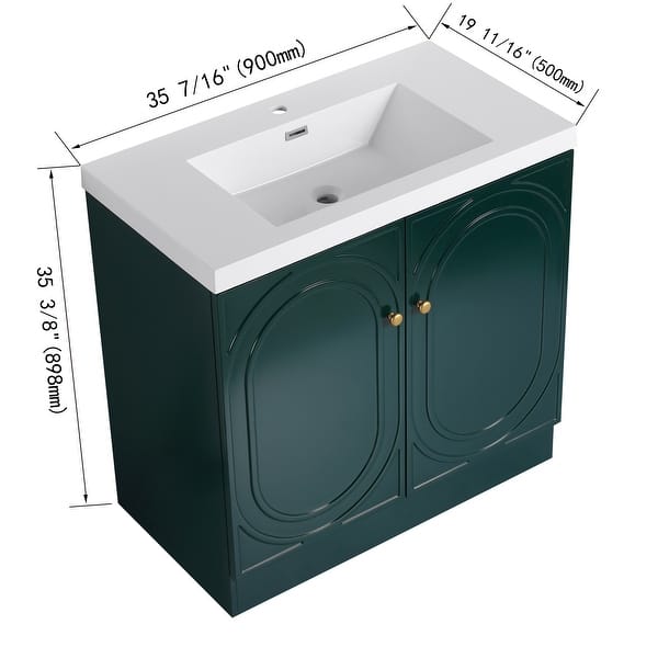 dimension image slide 3 of 9, BNK 24/30/36 inch Freestanding Single Sink Bathroom Vanity with Soft Close Door and Adjustable Shelf