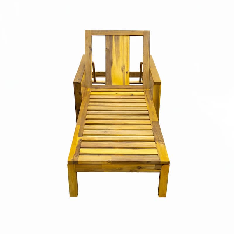Acacia Wood Adjustable Backrest Outdoor Lounge Chair