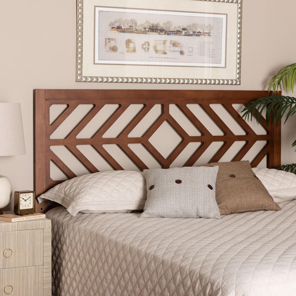 Olsen Wood Headboard with Geometric Cutout Design - Modern Decorative Panel for Bed Frame, Contemporary Bedroom Accent