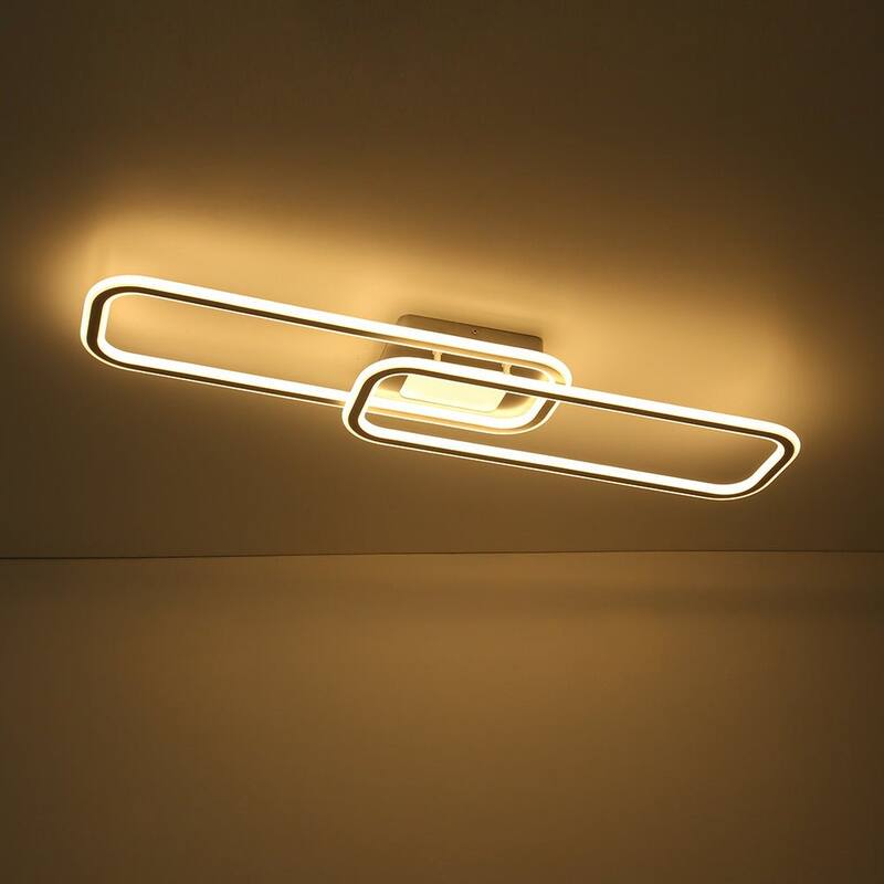Dimmable LED Dual Oval Ring Long Semi Flush Mount Light 41in