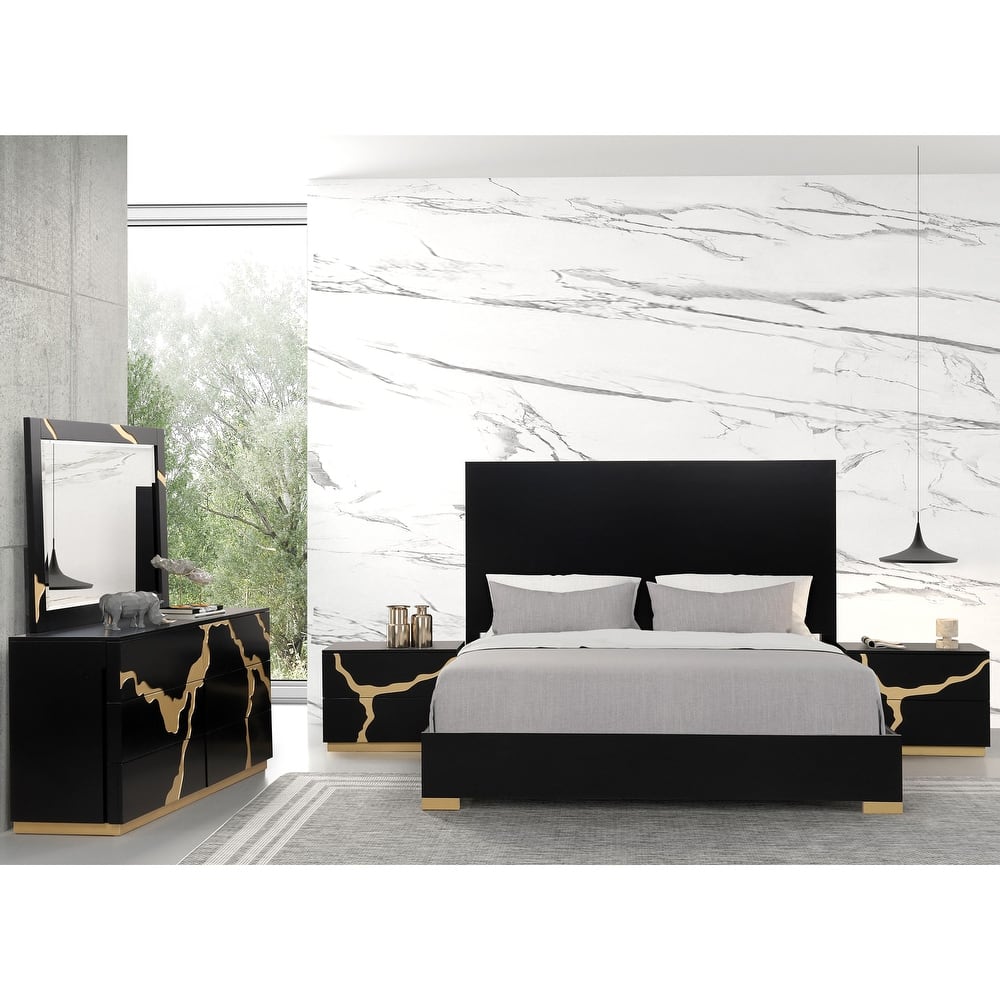 Furniture of America Kismet Modern 5-Piece Black Wood Platform Bedroom Set