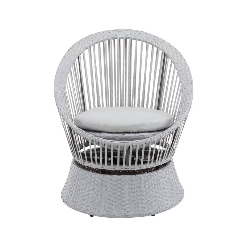 Christopher Knight Home - PureNest 26.7" Modern Gray Wicker Lounge Chair with Rattan and Iron Frame, Stylish Round Design