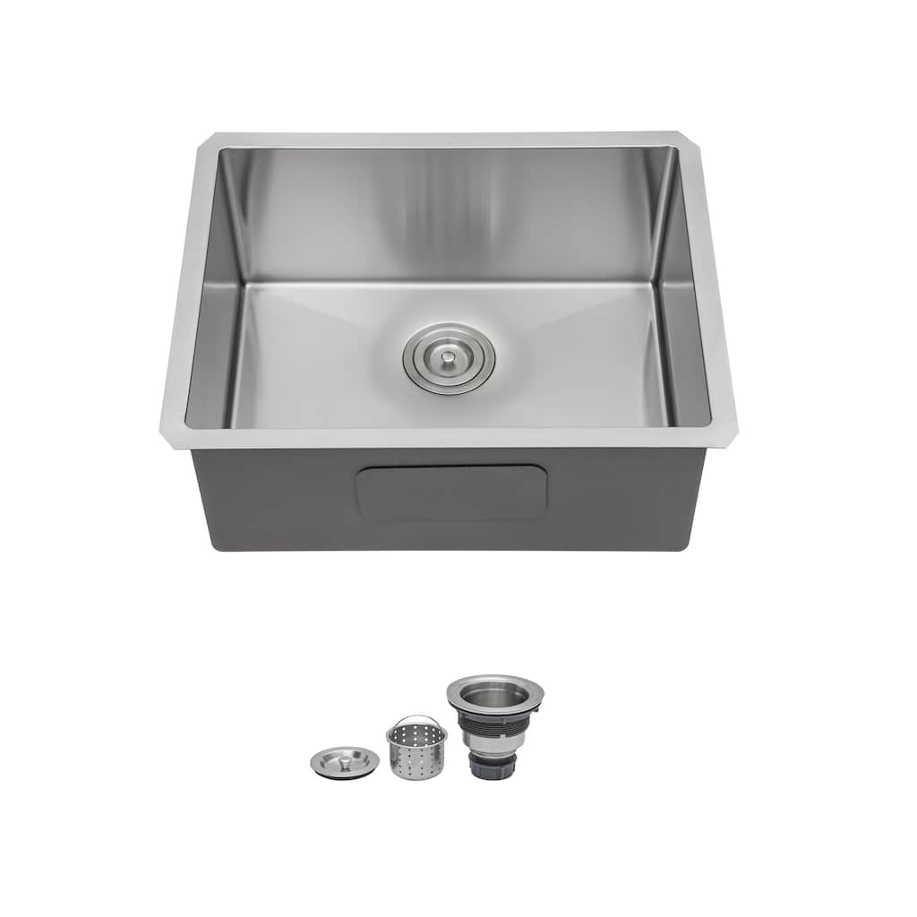Undermount Kitchen Sink 16 Gauge 9 Inch Deep Single Bowl Kitchen Sink Basin, Includes Drain Assembly (No Additional Accessories)