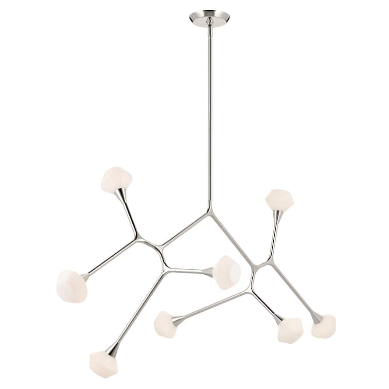 Cassius 61.25 Inch 8 Light Convertible Chandelier with Opal Glass in Polished Nickel