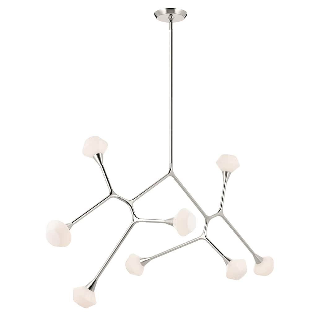 Cassius 61.25 Inch 8 Light Convertible Chandelier with Opal Glass in Polished Nickel