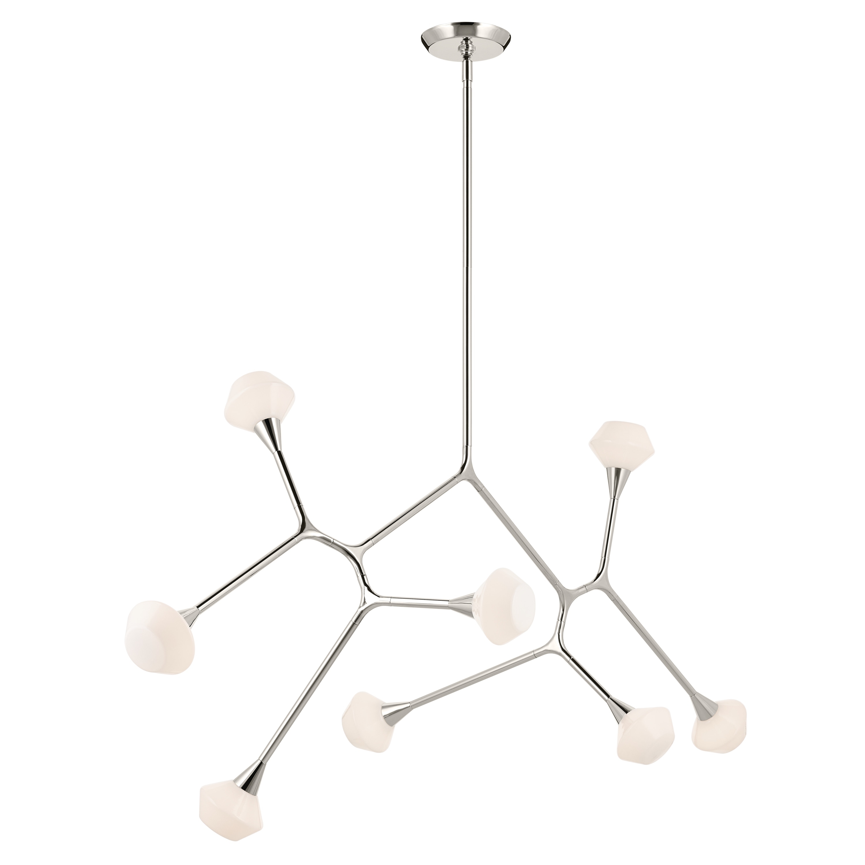 Kichler Lighting Cassius 61.25 Inch 8 Light Convertible Chandelier with Opal Glass in Polished Nickel
