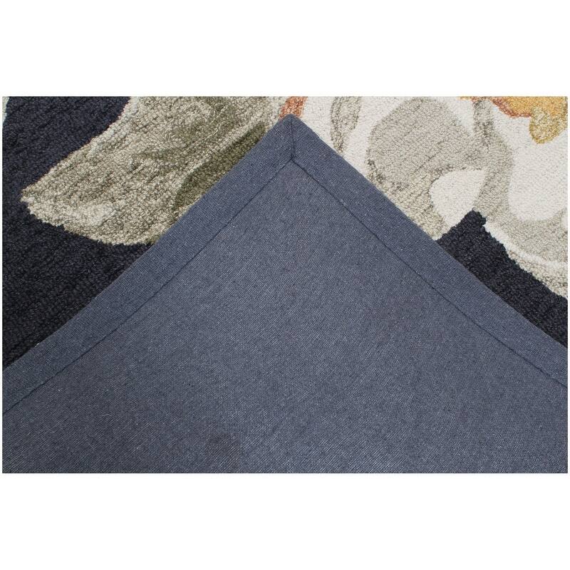 Handmade Delphi Collection Black/Ivory Wool Area Rug