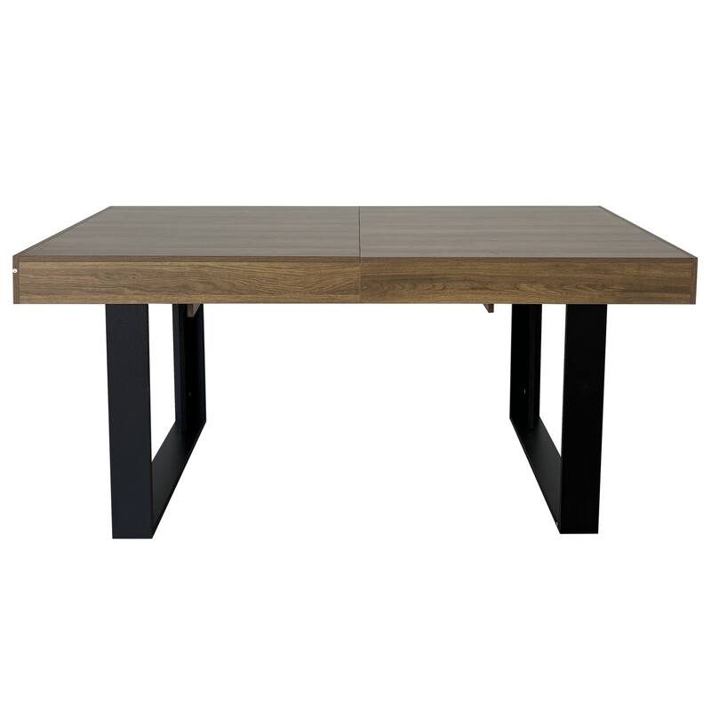 Rectangle Extendable Dining Table For 6-10 People Aged Effect Wood