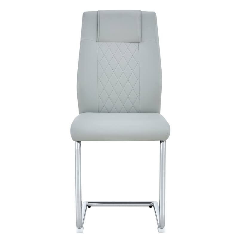 Modern Upholstered Dining Room Chairs Set of 8, Faux Leather High-Back Kitchen, Living & Conference Side Chairs with Metal Legs