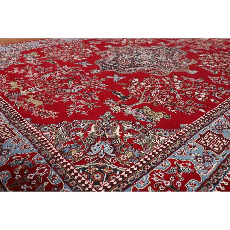 Animal Design Floral Kashan Turkish Area Rug Machine Made Carpet - 9'9" x 12'8"