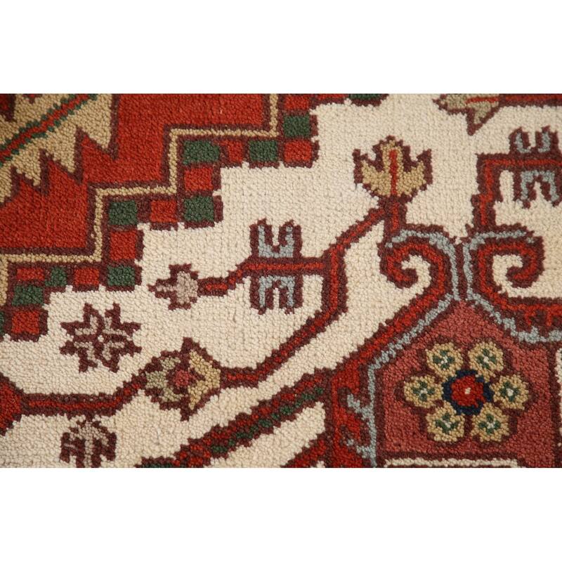 Orange Heriz Serapi Area Rug Handmade Transitional Wool Carpet - 8'11"x 11'8"